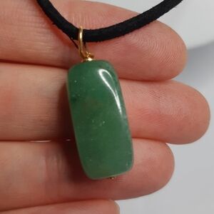 Nephrite Jade Goldtone Wire Wrap Necklace